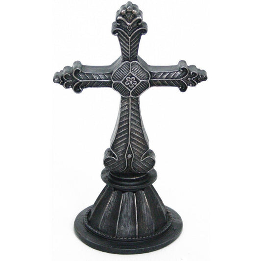 Elegant antique black polyresin celtic cross paperweight Fleur De lis Mardi Gras Christmas Christ