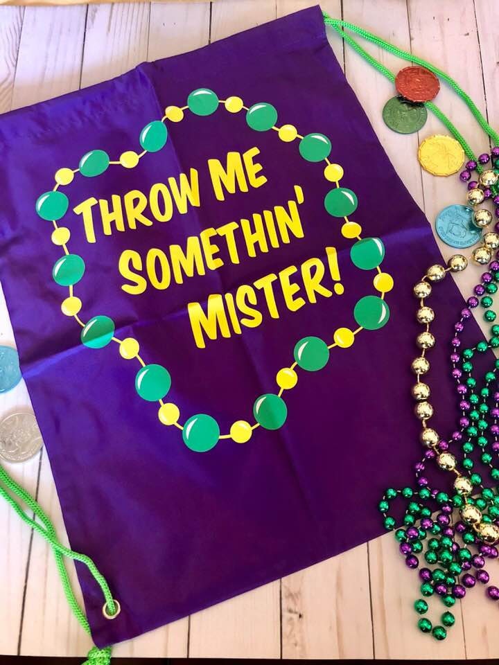 Mardi Gras BEAD Bag/Mardi Gras Back Pack/Mardi Gras Tote Bag/Drawstring Canvas Bead Bag/Canvas Mardi Gras Tote Bag/Throw Me Something Mister