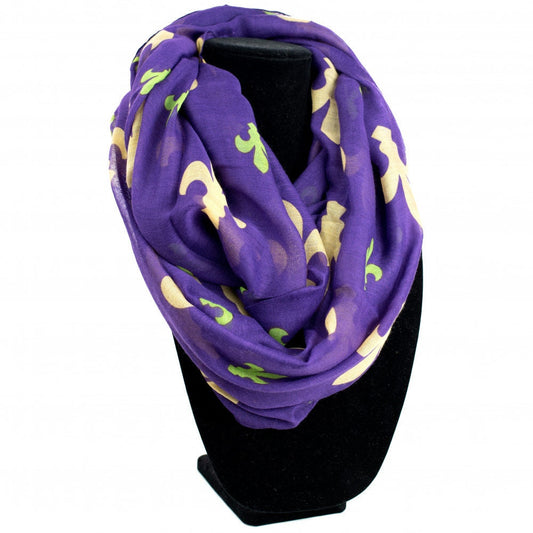 Mardi Gras Fleur de Lis Infinity Scarf parade New Orleans Purple green gold