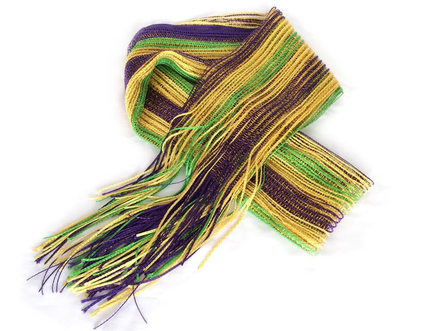 Mardi Gras Long Scarf Purple Green Gold Masquerade costume Ball