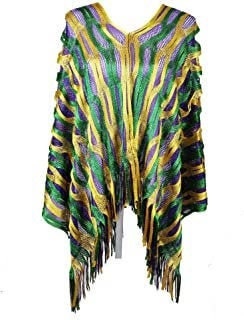 Poncho Costume Accessory Mardi Gras Shawl Purple Green Gold Scarf Masquerade Costume Mardi Gras