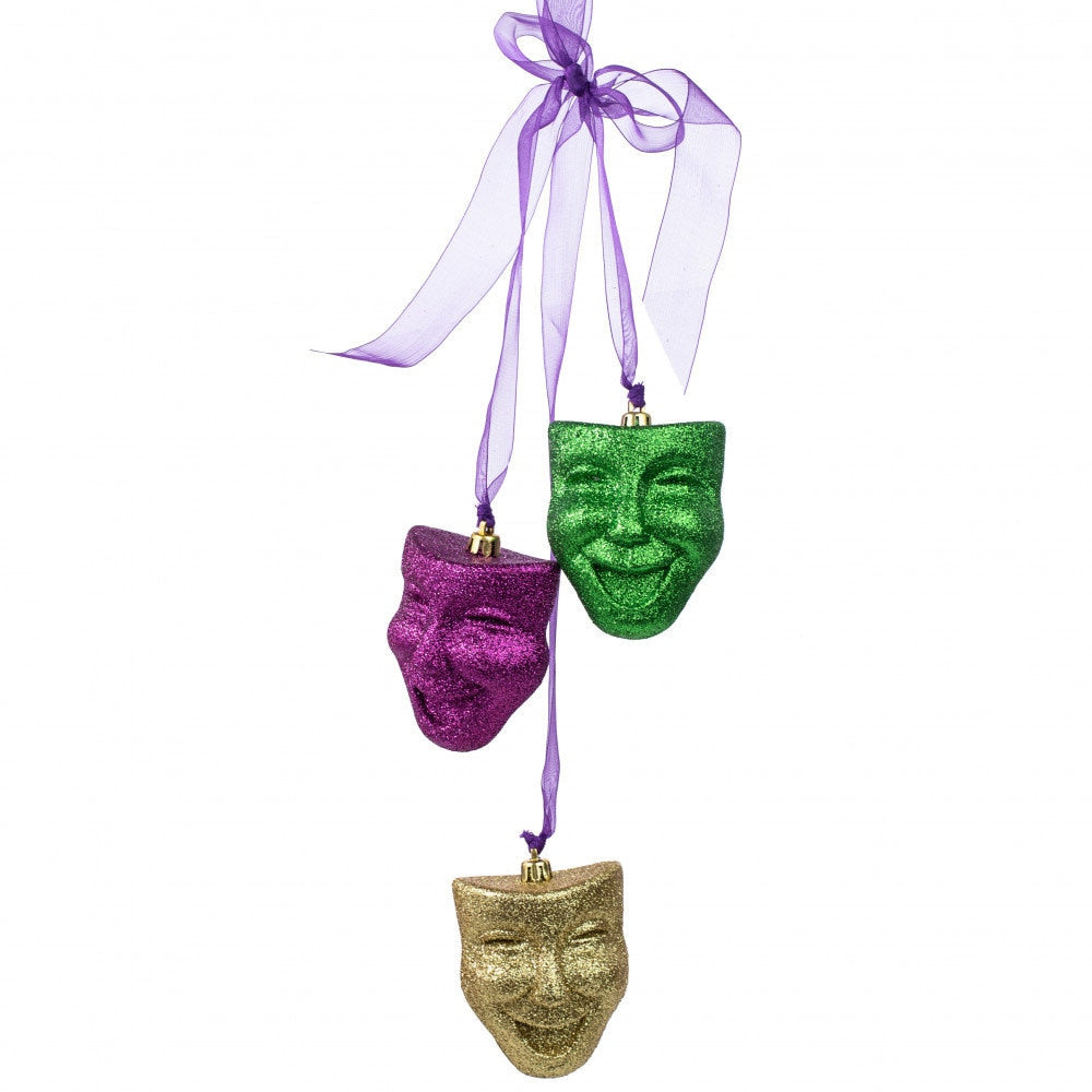 Mardi Gras 16" Comedy Tragedy Masks Ornament (3) Holiday Tree Christmas New Orleans