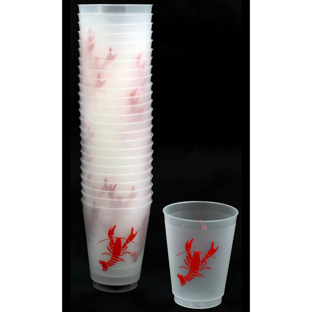 Crawfish Frost-Flex Plastic Cups Party Cups - Crawfish lobster Boil Plastic Party Cups - Boil - Lobster Cup Party New Orleans Seafood