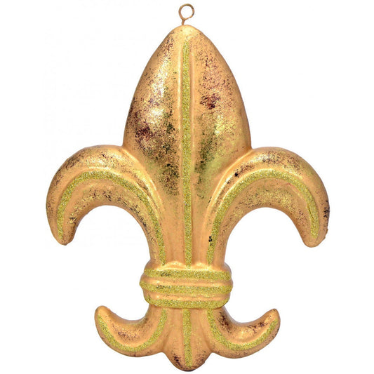 Glitter Fleur de lis Decoration (Gold): 14" Mardi Gras Saints New Orleans