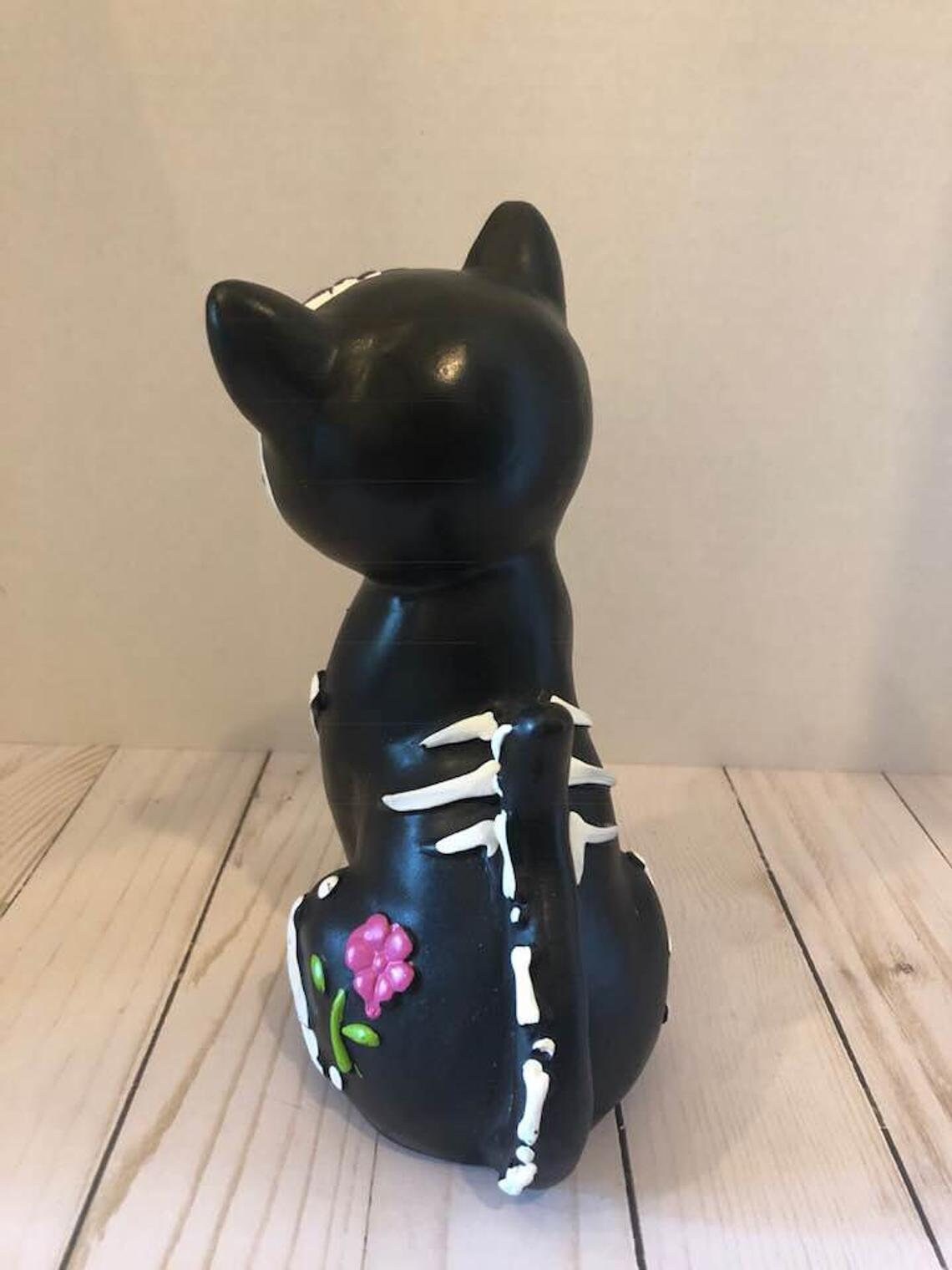 Sugar Skull Day of the Dead Cat Kitten Hand painted Skeleton Halloween Polyresin Figurines DIA De LOS MUERTOS