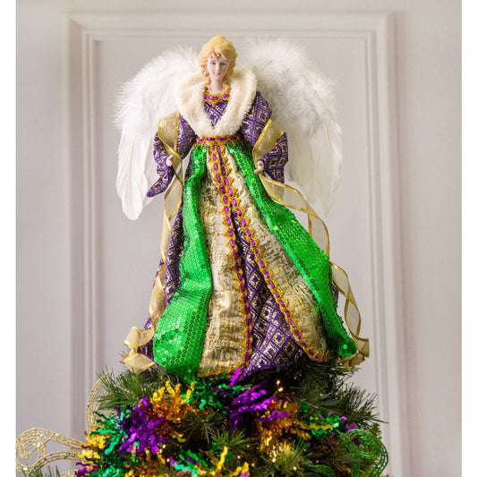 Mardi Gras Christmas Holiday Angel Christmas Tree Topper 18" Carnival Cajun Creole Party decoration Decor