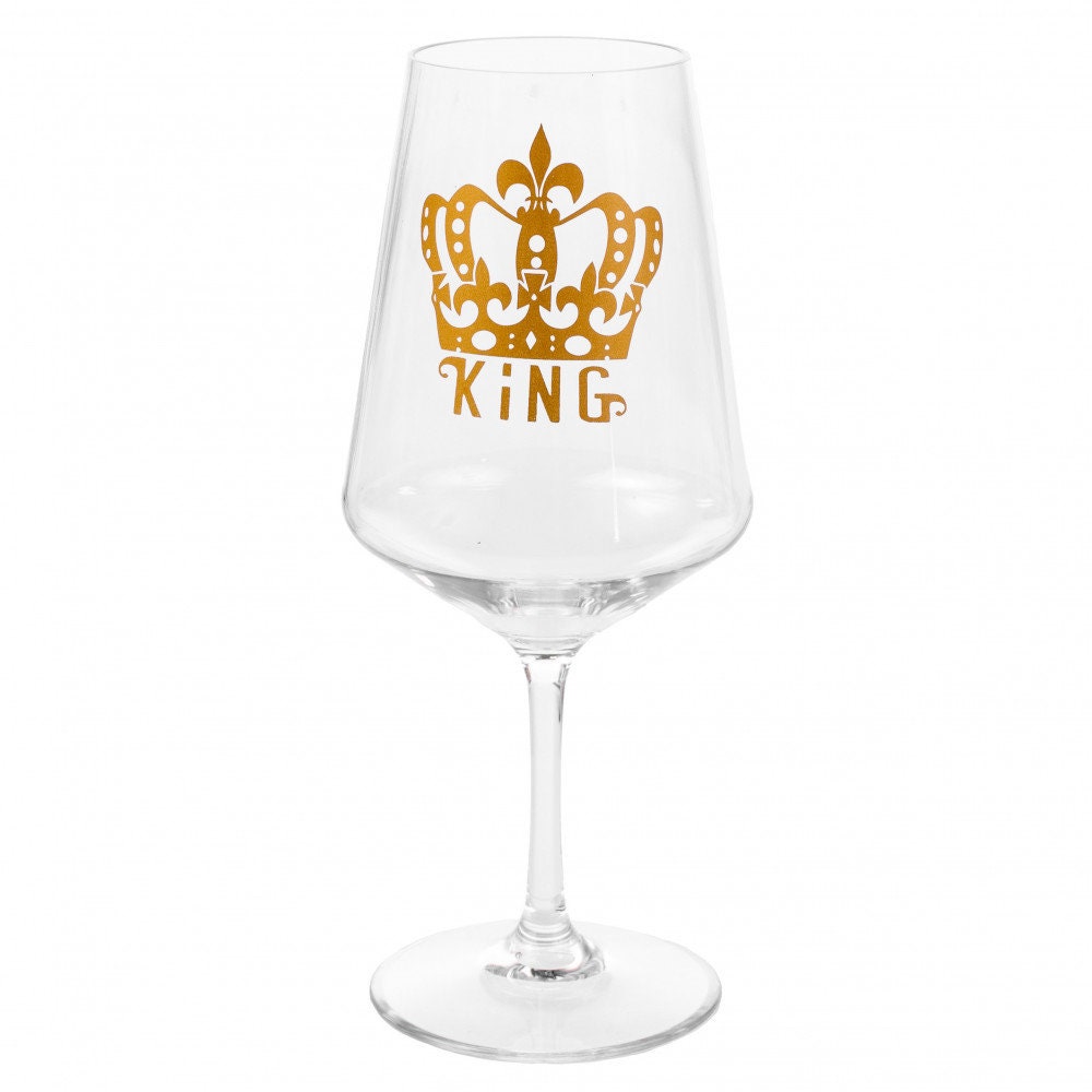 9" Plastic Wine Glass SET Queen AND King Mardi Gras Party