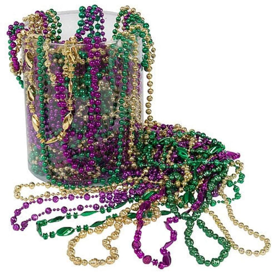 80 PC 7"-48" Mardi Gras BEADS ASSORTMENT Party Set/Mardi Gras Bead / Beaded Necklace Assortments/  Throw Beads Carnival Fat Tuesday