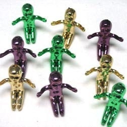 King Cake Babies in purple green and gold metallic finish 2 dozen small King Cake Babies