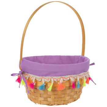 Purple Easter Bamboo Pom Pom Basket Home Decoration