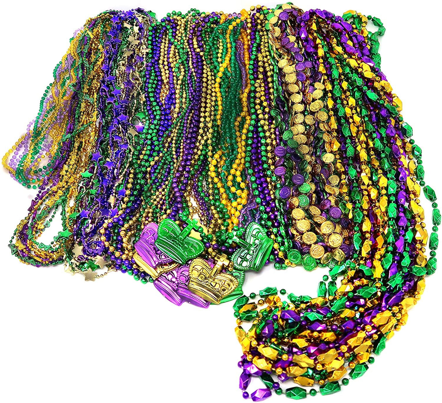 100 PC 12"-48" Mardi Gras Brand New BEADS ASSORTMENT Party Set Mardi Gras Bead  Beaded Necklace Assortments Throw Beads Carnival Fat Tuesday