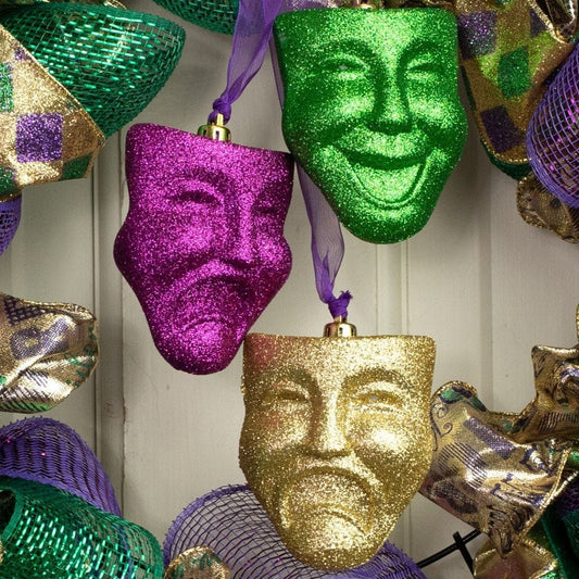 Mardi Gras 16" Comedy Tragedy Masks Ornament (3) Holiday Tree Christmas New Orleans