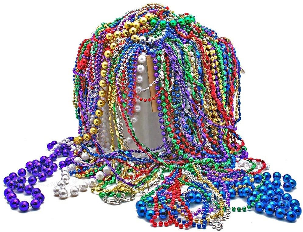 Mardi Gras New Orleans 120 Beads House Decoration Deco  Mixed Variety LOT Party Pack Set Necklace Assortments Throw Carnival Fat Tuesday