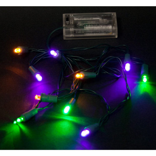 Mardi GRAS LED Lights:  10 LIGHTS! Purple Green Gold  Ornament Home Collection Decor Fat Tuesday