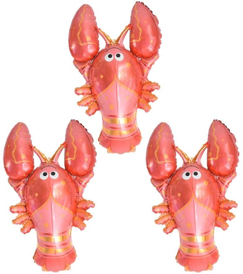 Crawfish Red JUMBO FOIL (SET of 3!) 3.5 Ft by 2.5 Ft  Balloons Lobster Seafood Boil Party New Orleans Cajun Birthday