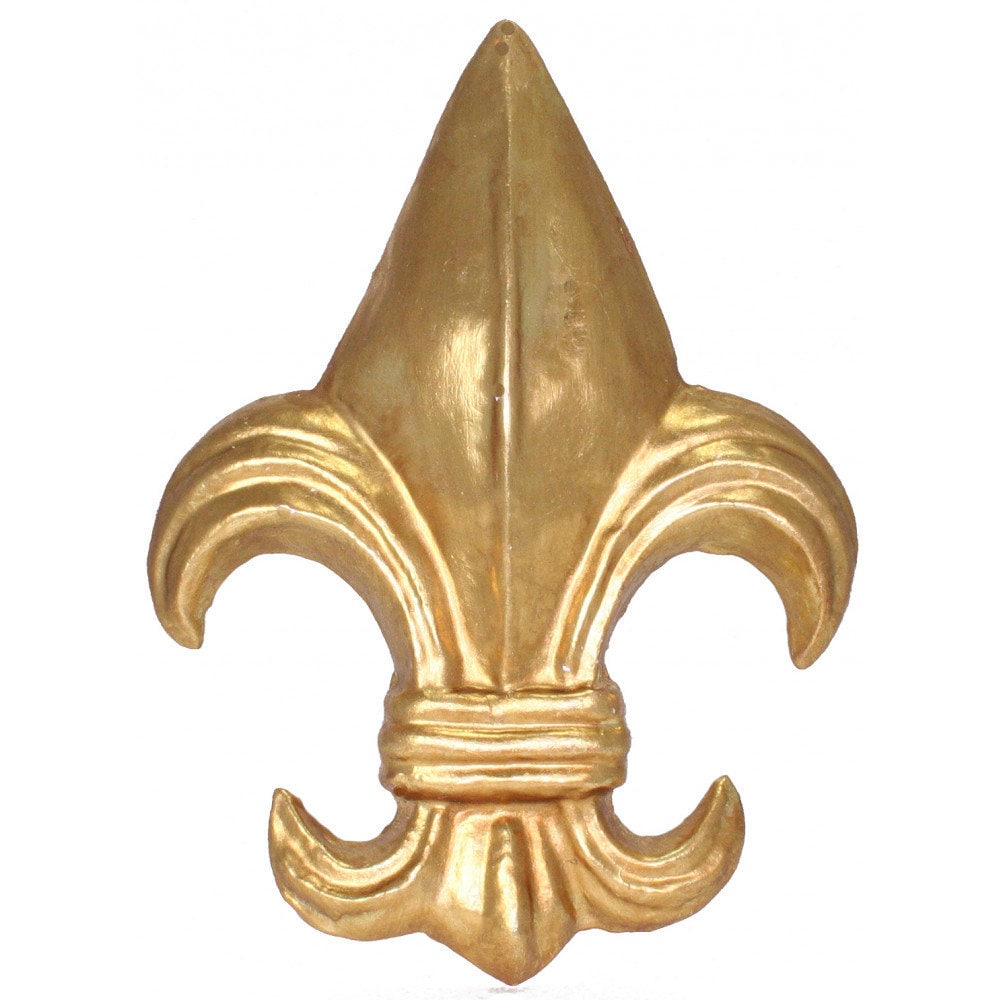 Paper Mache Gold Leaf Diamond Fleur de Lis Decoration 16" Ornament Christmas Holiday Tree Mardi Gras New Orleans Carnival Fat Tuesday