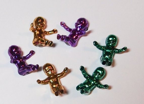 King Cake Babies in purple green and gold metallic finish 2 dozen small King Cake Babies