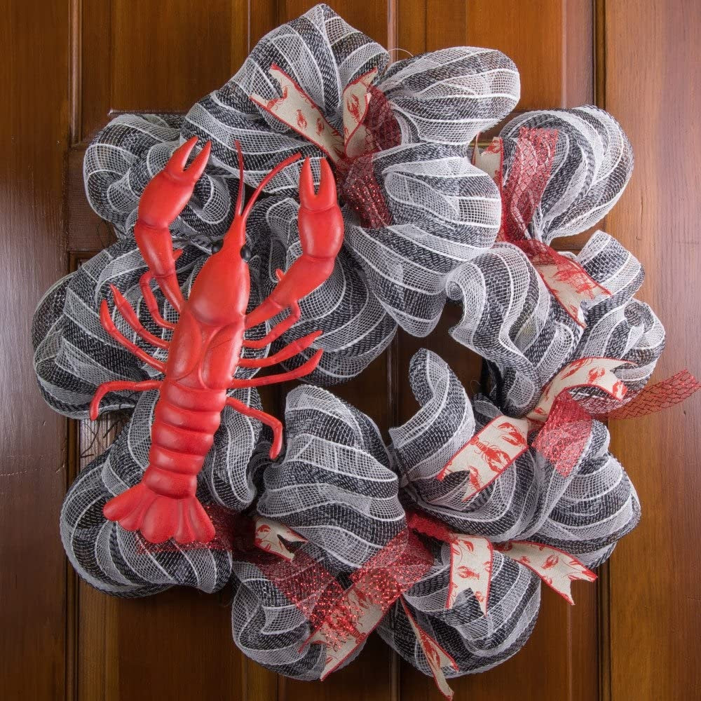 Crawfish lobster plush Wreath, Summer Party Decor, Crawfish crab Boil home decoration Cajun Louisiana