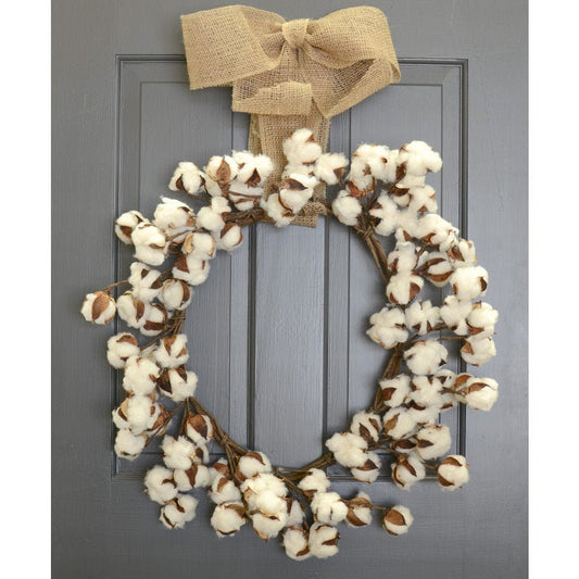 20" Cotton Boll Wreath Summer Party Decor, Crawfish crab Boil home decoration Cajun Louisiana