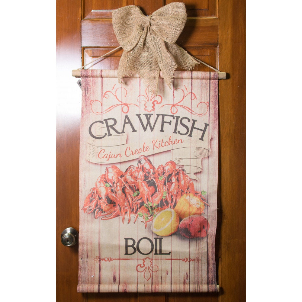 32" Crawfish Boil Banner Welcome Flag Louisiana Mardi Gras Fleur De Lis Door Decor Seafood Party Decorations