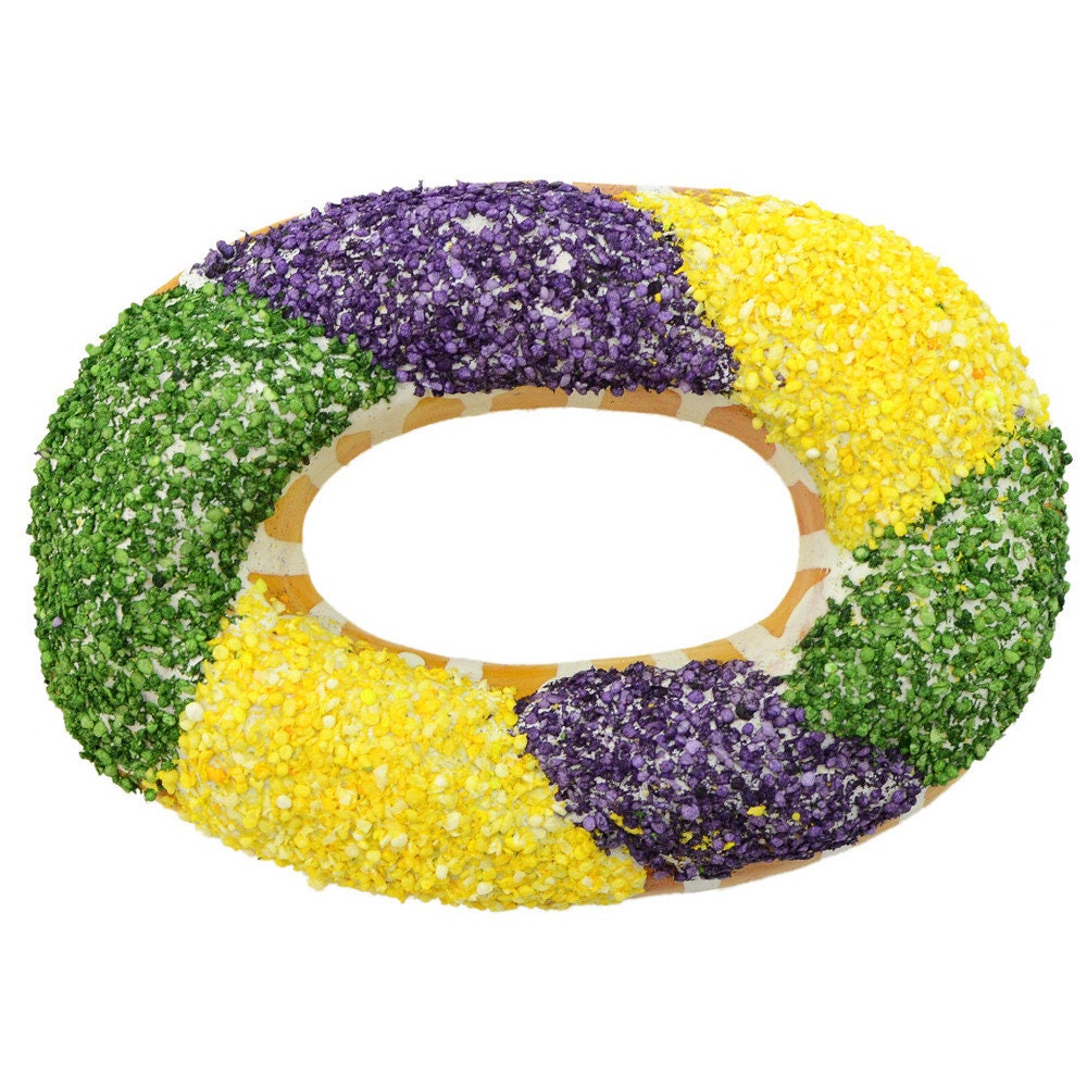 Mardi Gras Styrofoam King Cake Decoration Purple Green Gold