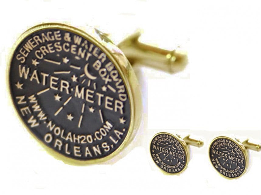 Antique Gold Water Meter CuffLinks New Orleans Bourbon St French Quarter Christmas Gift Mardi Gras  manhole cover Cuff Links