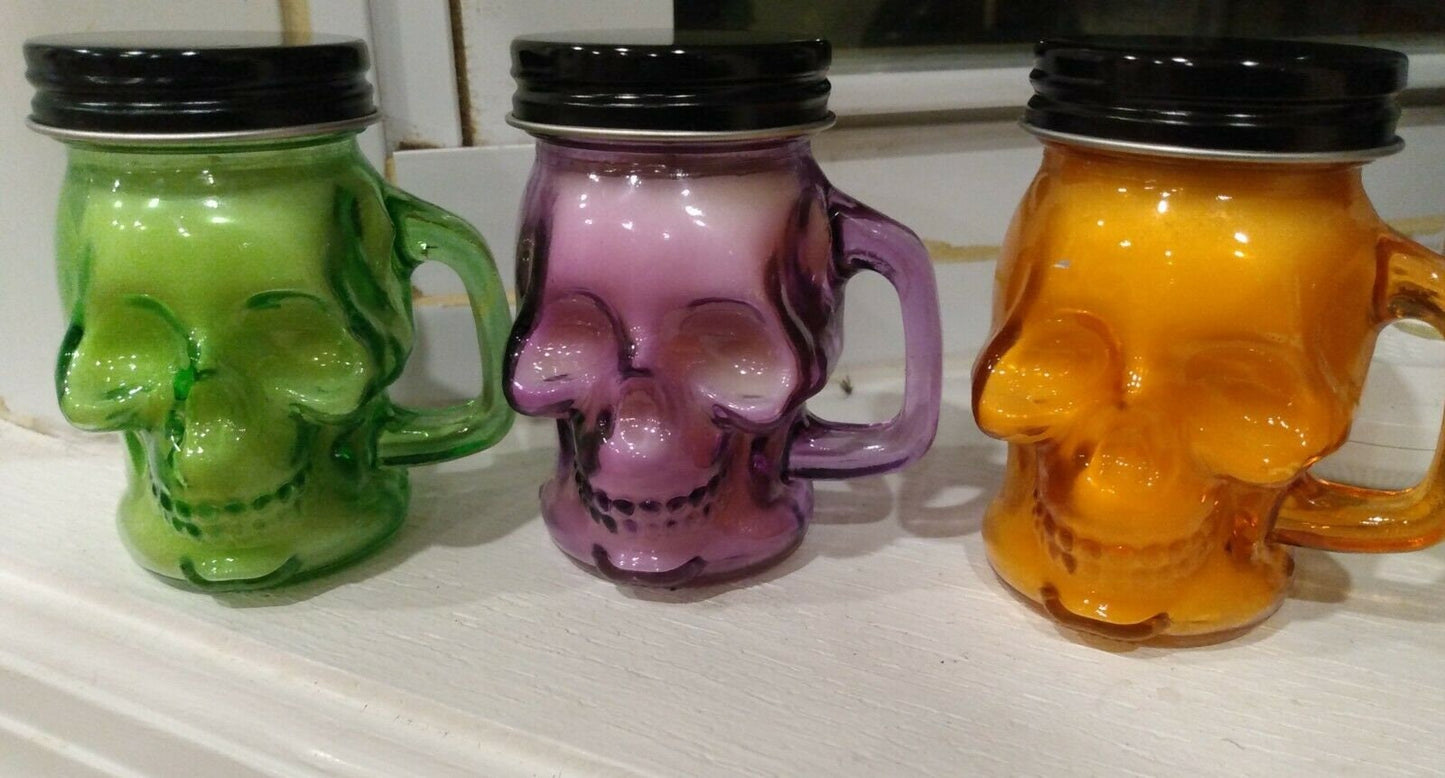 Skeleton Day of the Dead Jar double sided Halloween Parade Decor Mardi Gras  Candle