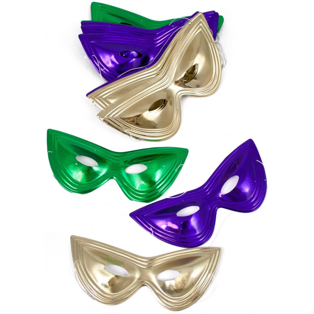 Plastic Cat Eye Masks (Set of 6) purple green gold Mardi Gras New Orleans Costume Masquerade Mardi Gras New Orleans Ornament tree