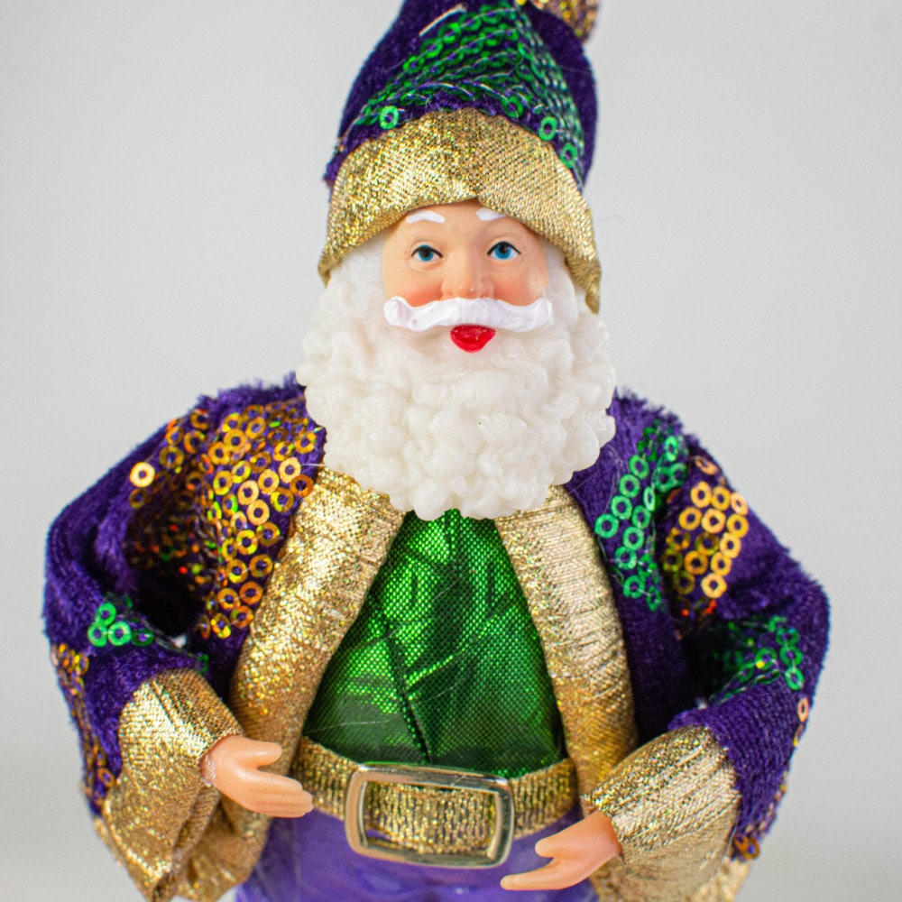 Mardi Gras King Santa Christmas Holiday Tree Ornament from right from Santa's Workshop Cajun Creole party decor