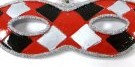 New Orleans Harlequin Mardi Gras Holiday Christmas Tree Ornament Red Black and Silver free Gold pouch