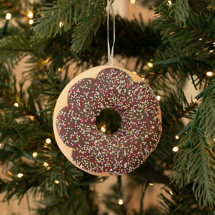 Santa Claus Chocolate Donut Ornament Icing Confetti Sugar Sprinkles Christmas Ornament Tree Decoration New Orleans krispy kreme Holiday