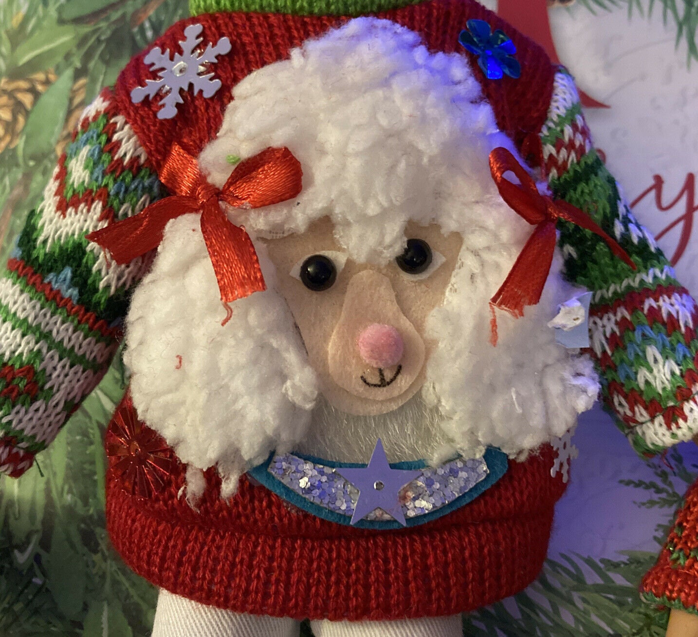 Poodle Ugly Sweater  Ornament  Christmas Ornament Tree Decoration Krispy kreme Holiday