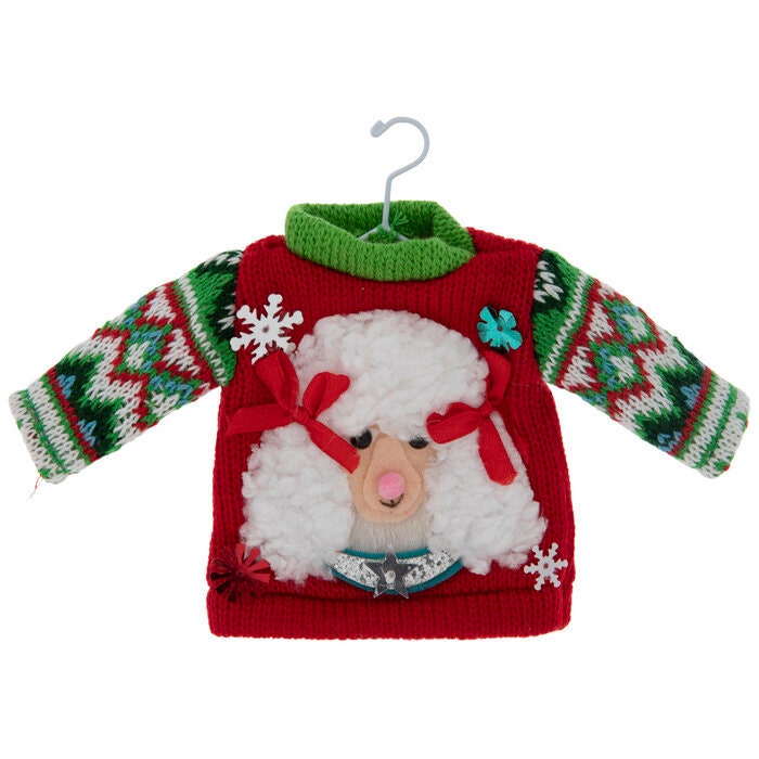 Poodle Ugly Sweater  Ornament  Christmas Ornament Tree Decoration Krispy kreme Holiday