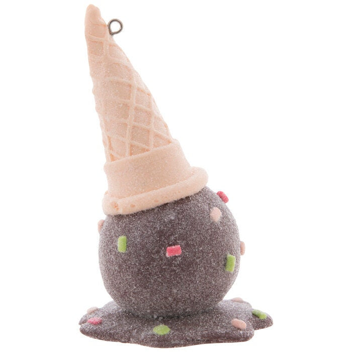 chocolate  Ice Cream Glitter Ornament Christmas Holiday Blue Bell