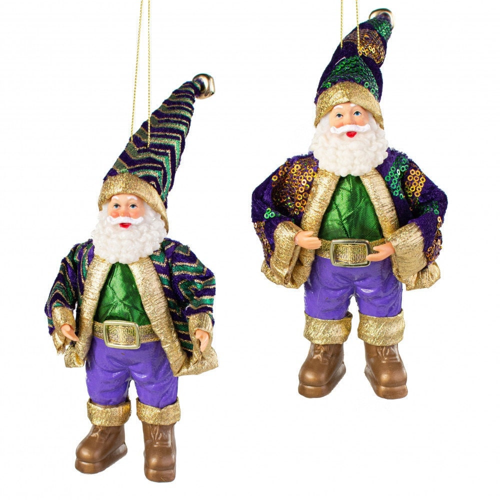 SET OF 2! Mardi Gras King Santa Christmas Holiday Tree Ornaments from right from Santa's Workshop Cajun Creole party decor