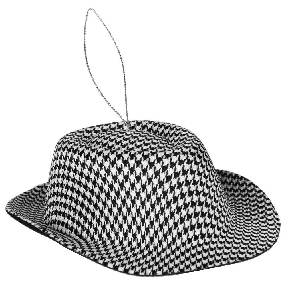 Black & White Houndstooth Hat Ornament (4.75") University of Alabama UA ROLL TIDE