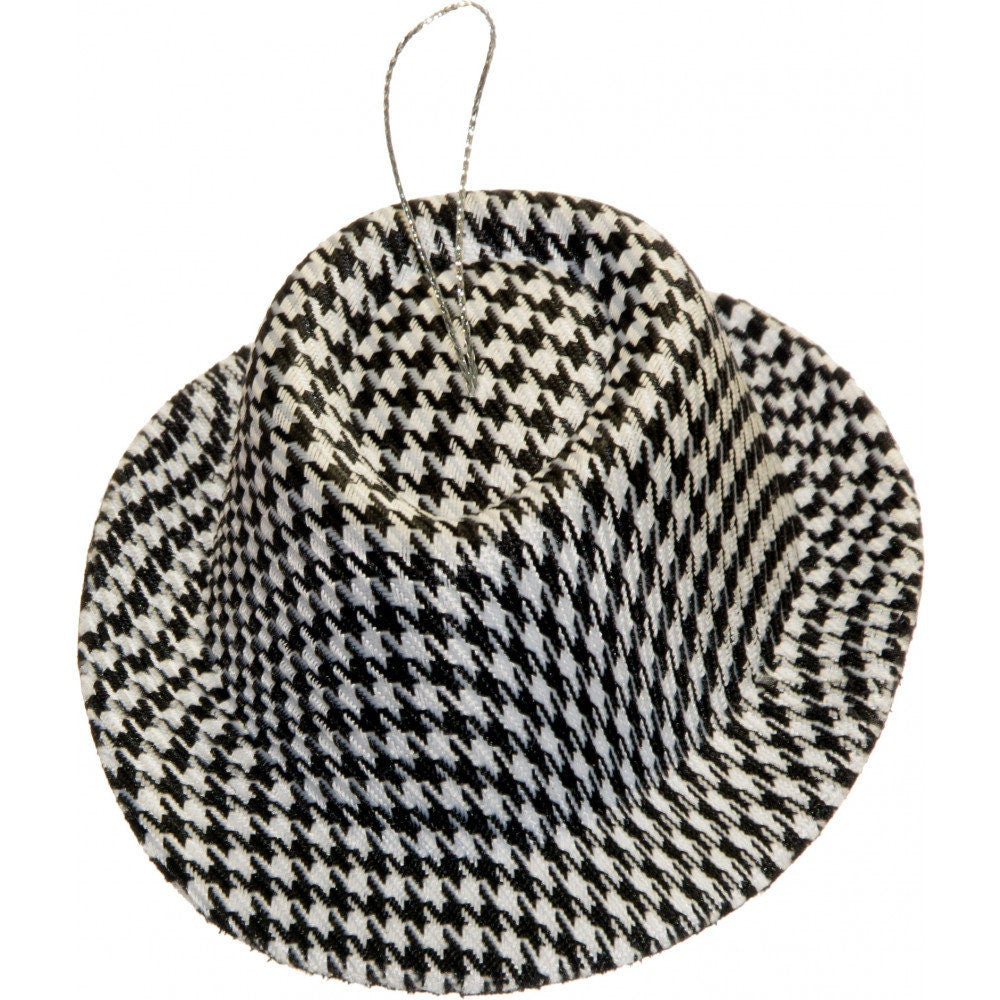 Black & White Houndstooth Hat Ornament (4.75") University of Alabama UA ROLL TIDE