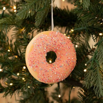 Santa Claus Strawberry Donut Ornament Icing Confetti Sugar Sprinkles Christmas Ornament Tree Decoration New Orleans krispy kreme Holiday