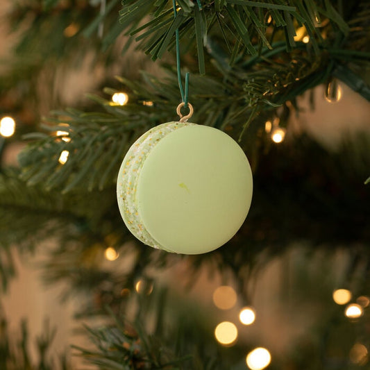 Candy and Pastry Green French Macaron Macaroon Christmas Tree Holiday Ornament sweets  peppermints, candy canes, ribbon for hanging