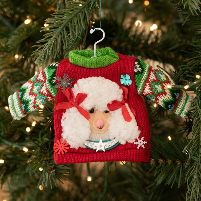 Poodle Ugly Sweater  Ornament  Christmas Ornament Tree Decoration Krispy kreme Holiday