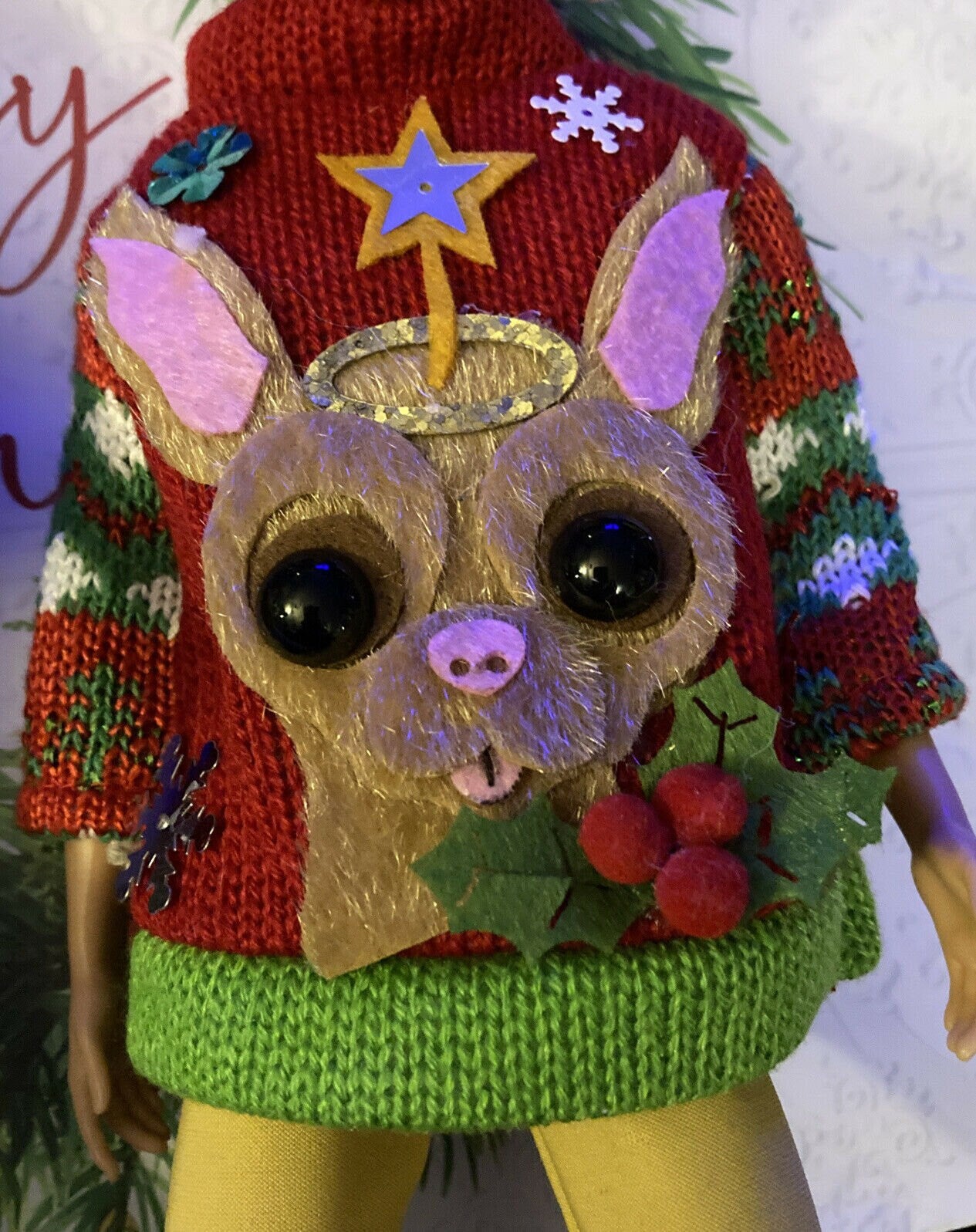 Chihuahua Ugly Sweater  Ornament  Christmas Ornament Tree Decoration Holiday