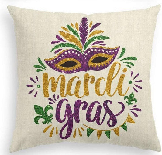 Mardi Gras Pillow Cover "This Girl Needs a Drink" for Home Decorations Beads Fleur De Lis  Throw Pillows Decorative Fat Tuesday