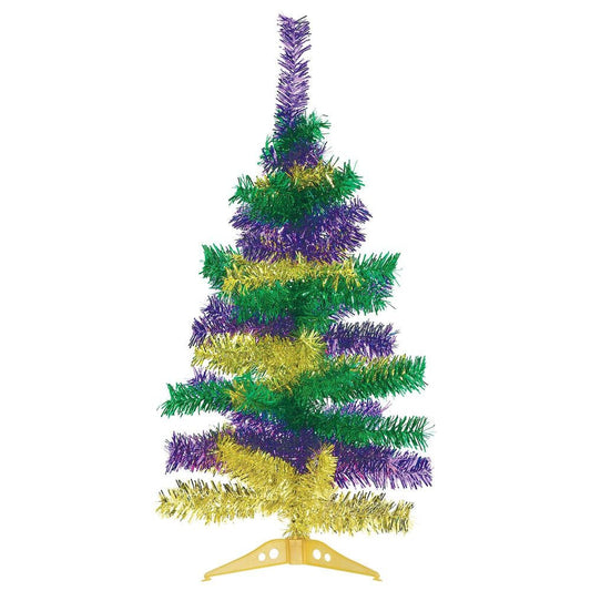 Mardi Gras shiny tinsel Tree New Orleans purple green gold Home decorations