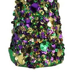 Mardi Gras  Fat Tuesday Carnival Mini 3D Gold, Green & Purple Tinsel Holiday Christmas Tree French Quarter Bourbon Street New Orleans