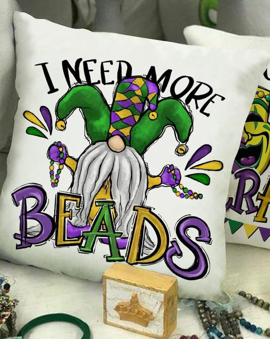 Mardi Gras Pillow Cover for Gnomes My Gnomies   Home Decorations Beads Fleur De Lis  Throw Pillows Decorative Fat Tuesday