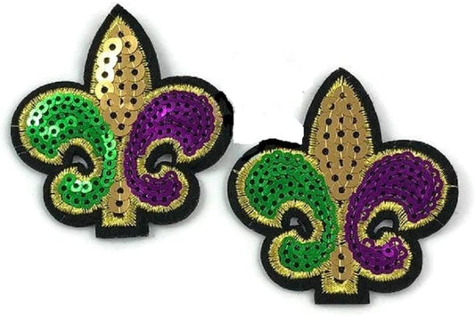 Mardi Gras 4 (FOUR) Fleur De Lis Mardi Gras Applique Sequins Parade Purple Green Gold Fat Tuesday Costume