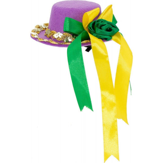 MARDI GRAS  Mini Top Hat  Mini Mardi Gras Top Hat Hairclip Hair Clip Fascinator Costume New Orleans Bourbon St Party Parade wear hat