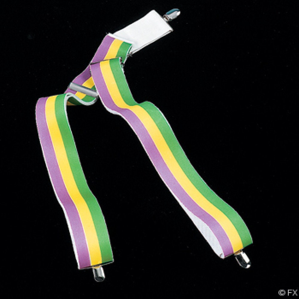 Mardi Gras Suspenders: Purple, Green & Gold PGG purple green gold costume parade New Orleans Wear