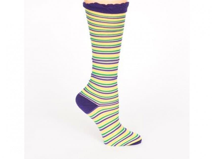 MARDI GRAS  Purple Green Gold Stripes Knee Socks Warm Parade Wear