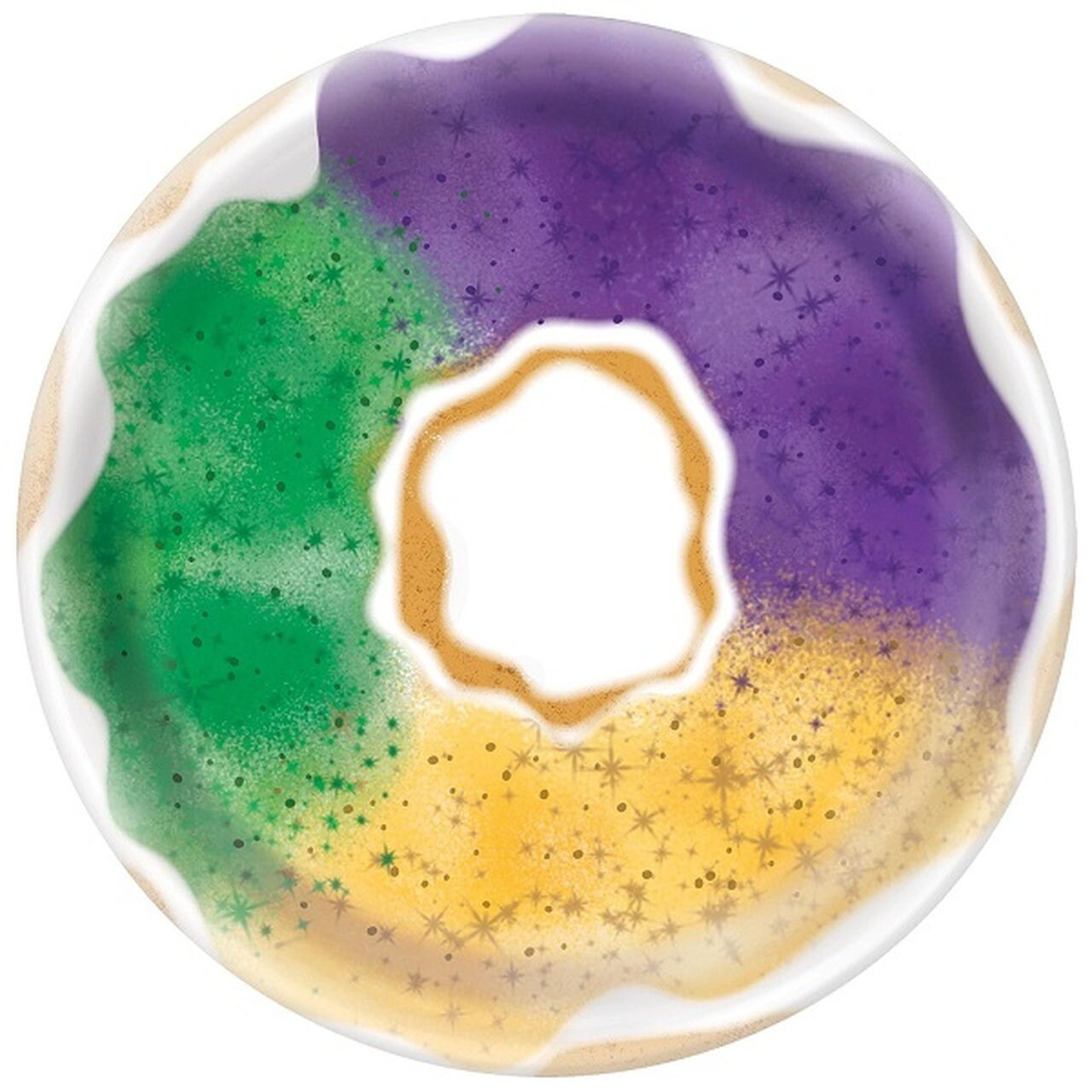 Mardi Gras  Fat Tuesday Carnival King Cake Melamine Round Platter, 13.5in Dessert French Quarter Bourbon Street New Orleans